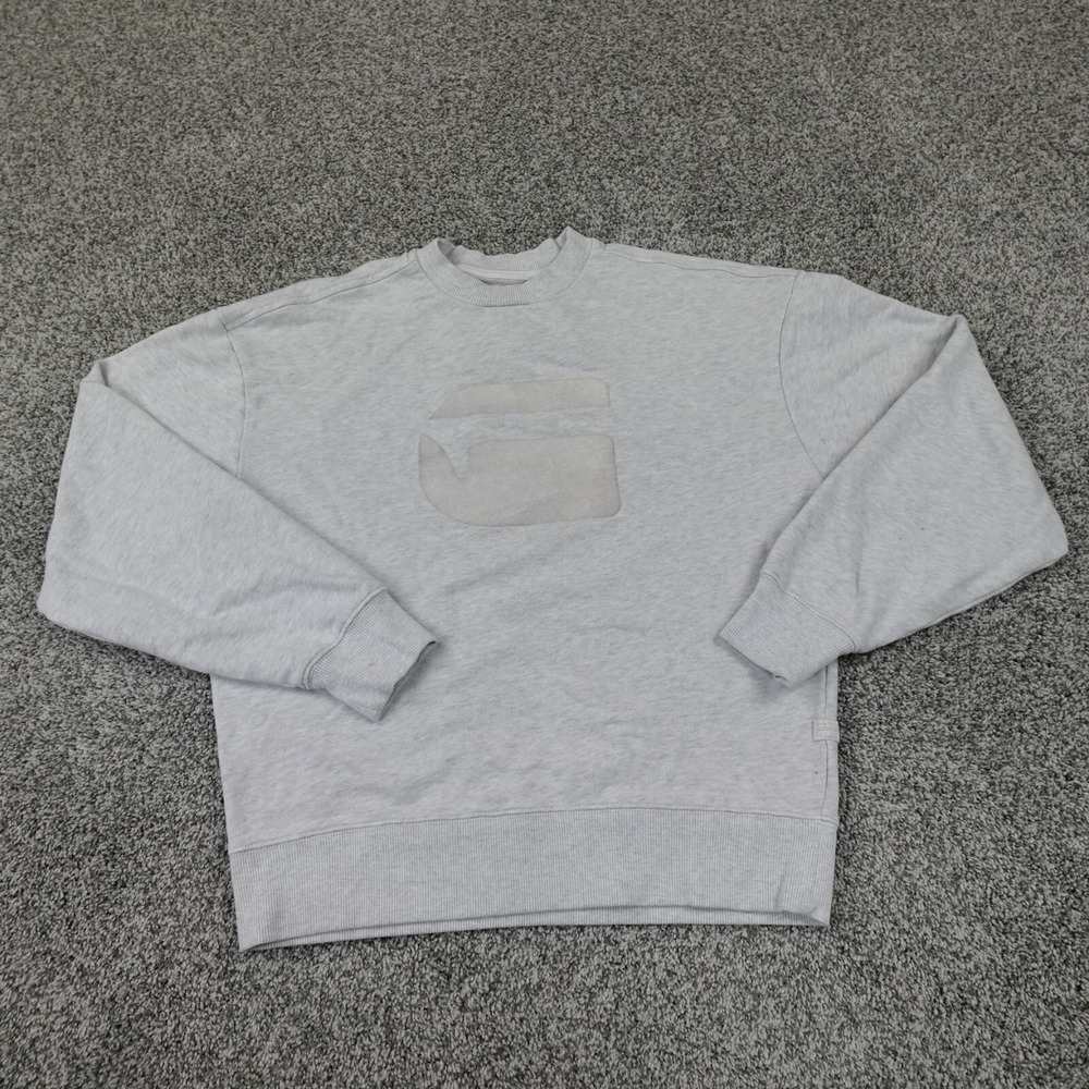 G Star Sweater Womens S Gray Heather Logo Pullover Crewneck Sweatshirt Casual